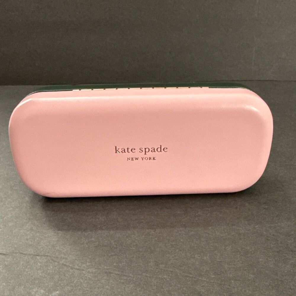 Kate Spade Eyeglasses Case Pink Green gold trim hardcase protection cute travel